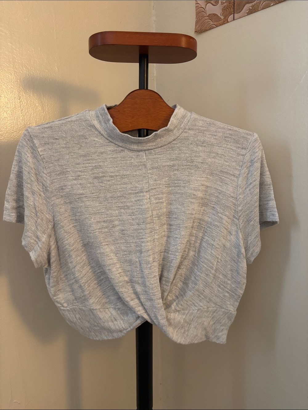 Xhilaration Light Gray Twist-Front Crop Top XL